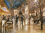 Georges Stein Evening on a Parisian Boulevard painting